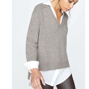 Brochu Walker The Looker Layered V-Neck Pullover Wool Cashmere Blend Sweater